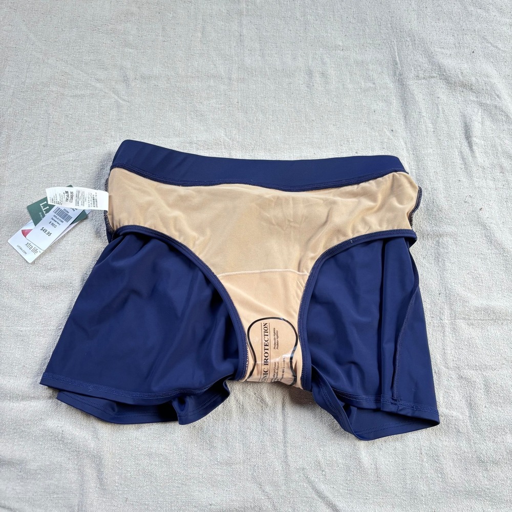 LL Bean Bean Sport Skirted Swim Bottom Navy Blue Swim Skirt SPF NWT - Picture 6 of 6